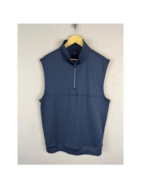 Dunning Golf Mens XL Navy Blue Quarter Zip Performance Vest Stretch Mock Neck